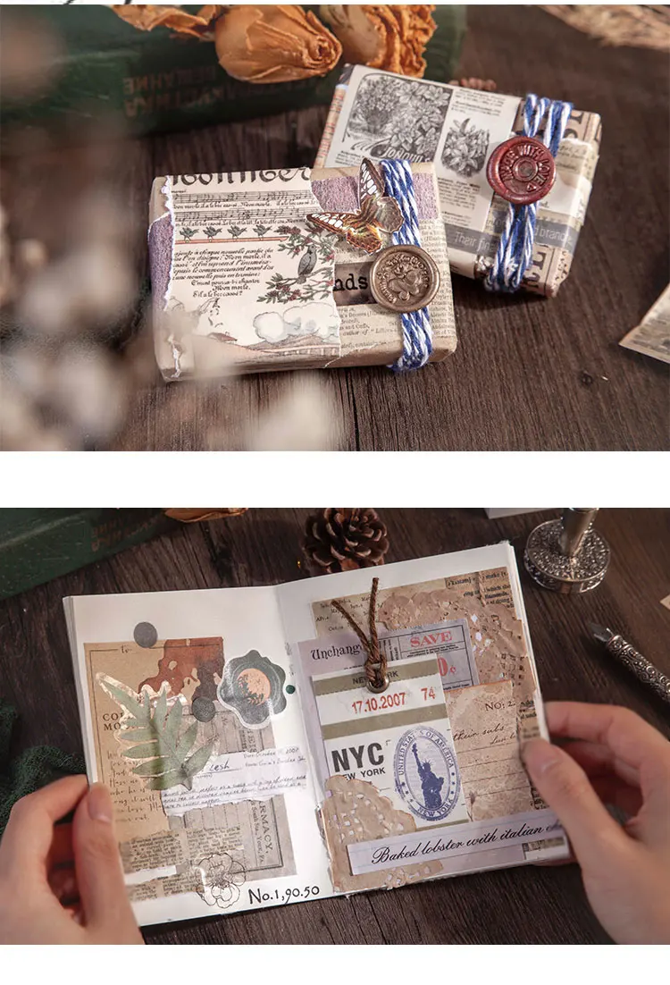 50 pcs Scrapbooking Adhesive Diy Sticker Vintage INS Stickers book for Decorative Diary Album junk journal supplies