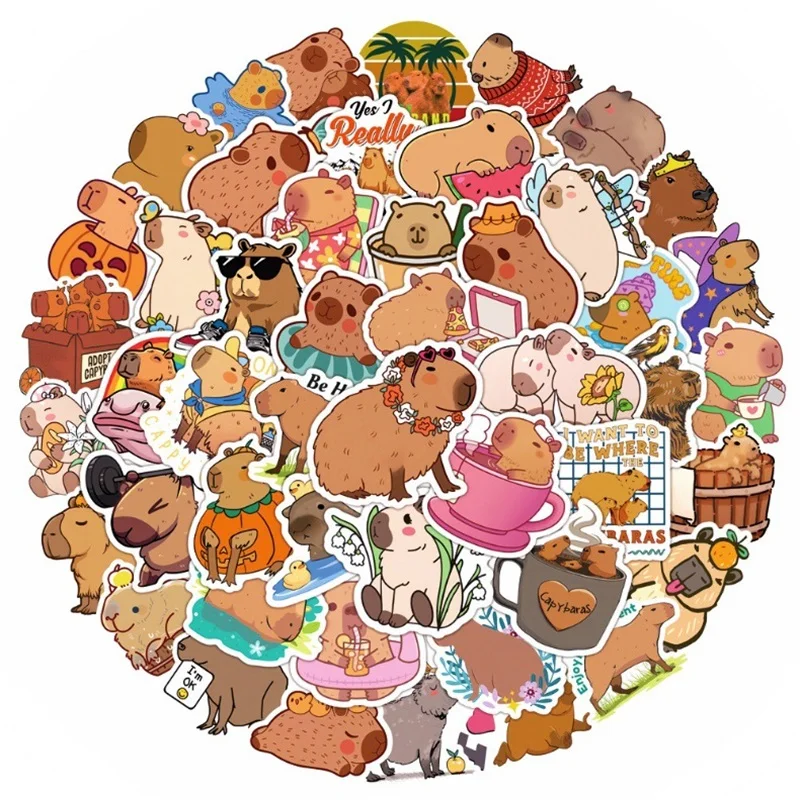 10/30/50PCS Cute Capybara PVC Sticker Aesthetic Decoration Scrapbooking Sketchbook Korean Stationery School Supplies