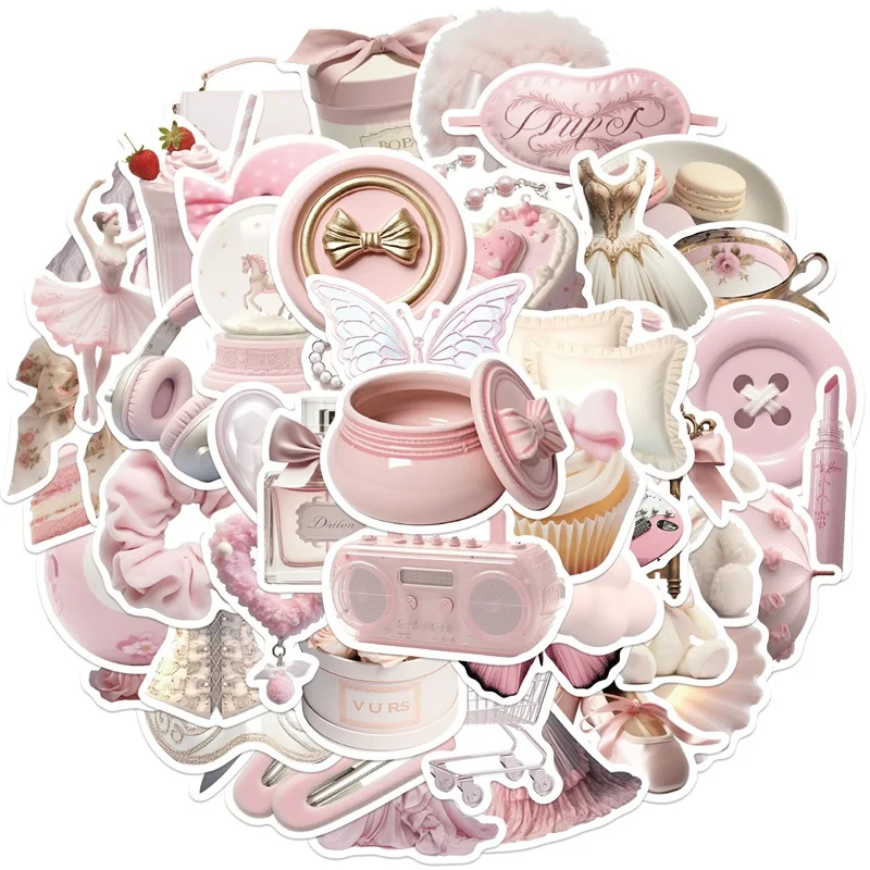 10/30/50PCS Kawaii Pink Ballet PVC Sticker Aesthetic Korean Stationery Decoration Scrapbooking School Supplies