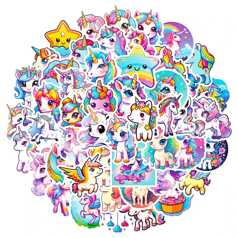 10/30/50PCS Unicorn Flight PVC Sticker Aesthetic Decoration Scrapbooking Korean Stationery School Supplies