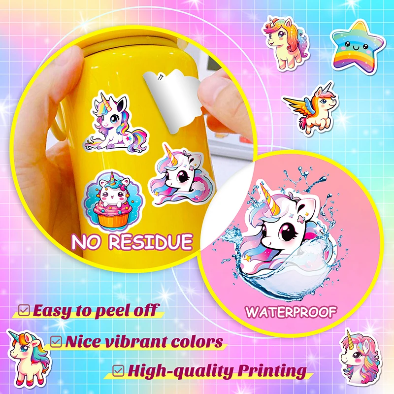 10/30/50PCS Unicorn Flight PVC Sticker Aesthetic Decoration Scrapbooking Korean Stationery School Supplies