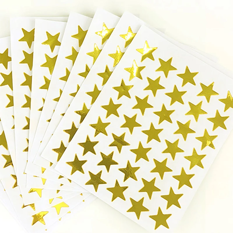 10 Sheets/Pack Of Children'S Gold-Plated Award Glitter Stickers Mother Teacher Praise Label Award Five-Pointed Star Love Sticker