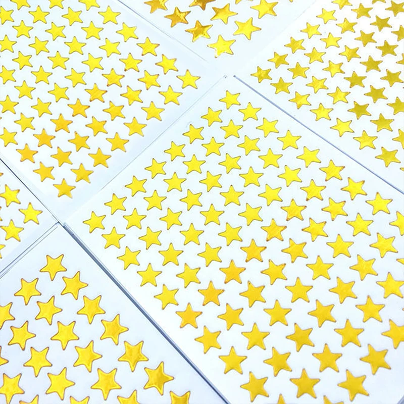 10 Sheets/Pack Of Children'S Gold-Plated Award Glitter Stickers Mother Teacher Praise Label Award Five-Pointed Star Love Sticker