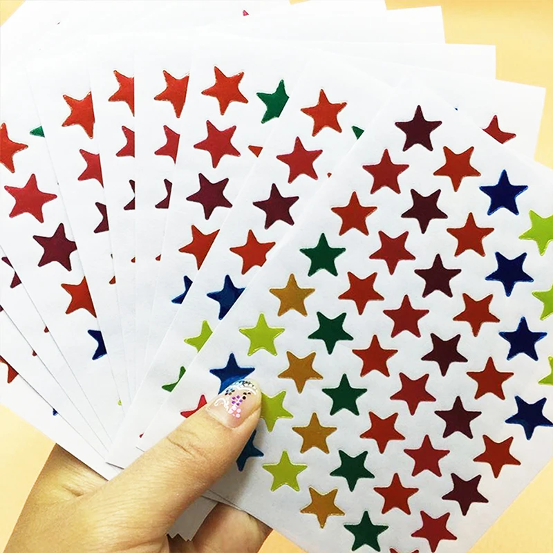 10 Sheets/Pack Of Children'S Gold-Plated Award Glitter Stickers Mother Teacher Praise Label Award Five-Pointed Star Love Sticker
