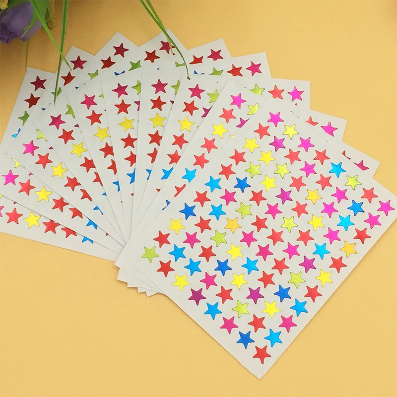 10 Sheets/Pack Of Children'S Gold-Plated Award Glitter Stickers Mother Teacher Praise Label Award Five-Pointed Star Love Sticker