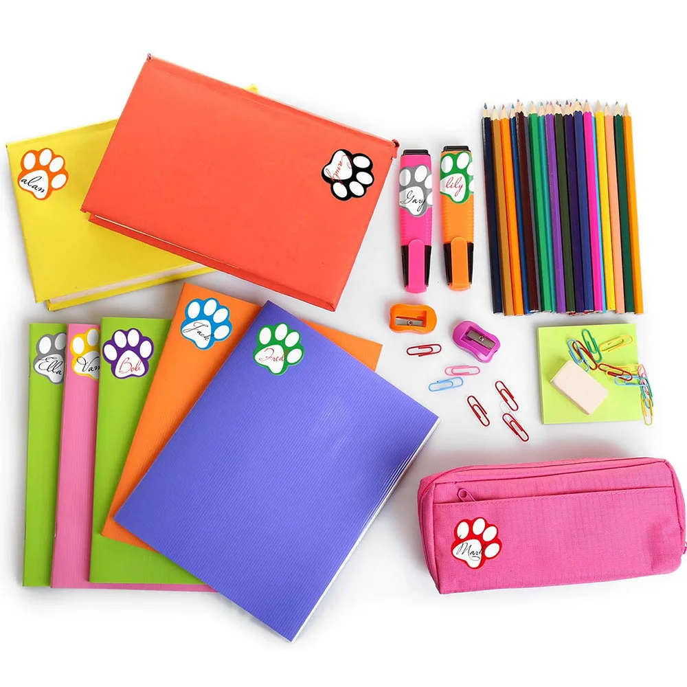 50-500pcs Dog Cat Bear Paw Labels Stickers 1inch Colorful Paw Print Stickers For Laptop Reward Sticker Stationery For Student