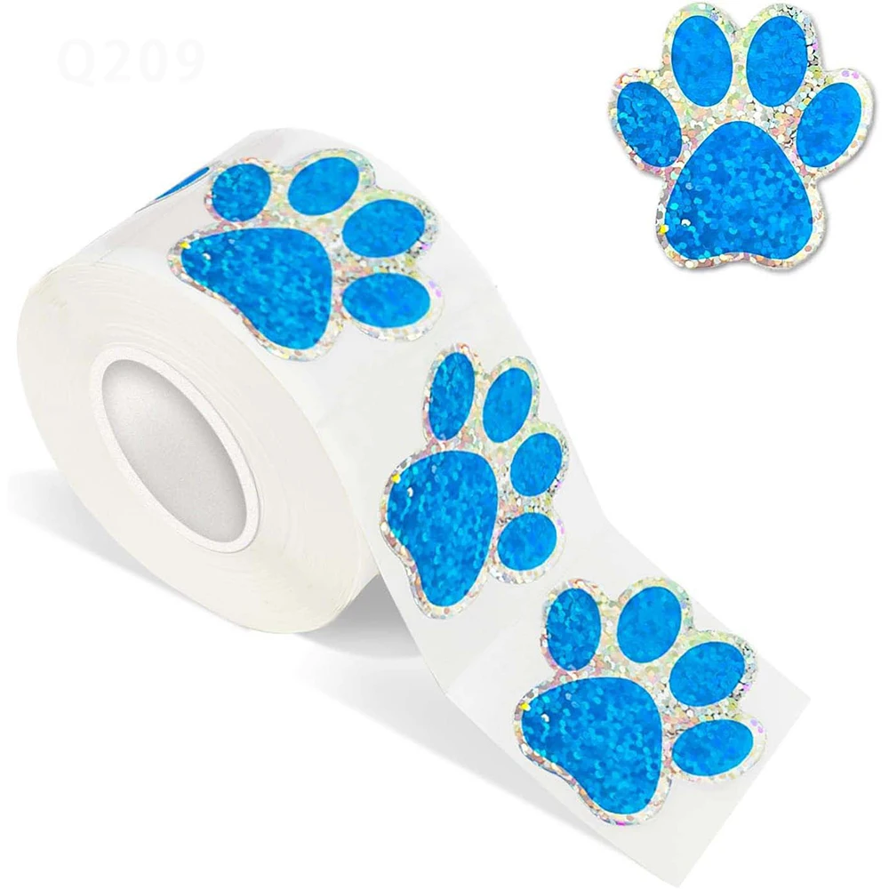 50-500pcs Dog Cat Bear Paw Labels Stickers 1inch Colorful Paw Print Stickers For Laptop Reward Sticker Stationery For Student