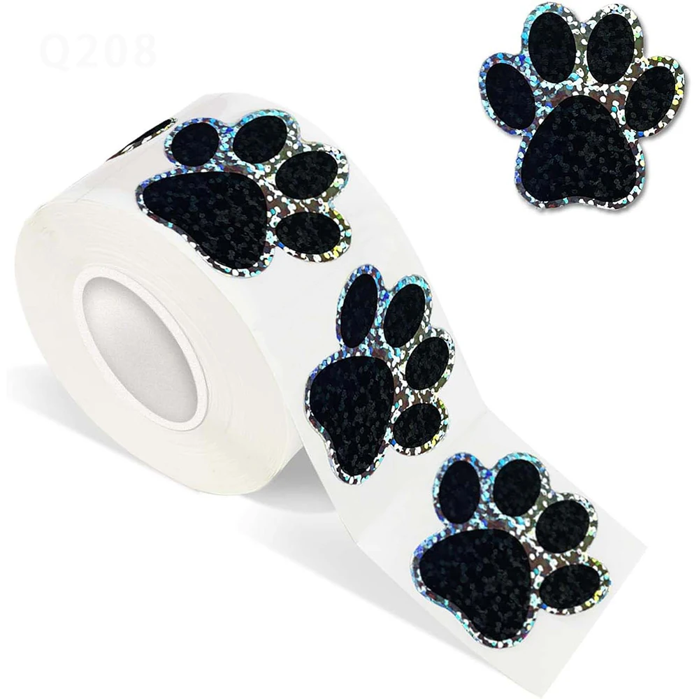 50-500pcs Dog Cat Bear Paw Labels Stickers 1inch Colorful Paw Print Stickers For Laptop Reward Sticker Stationery For Student
