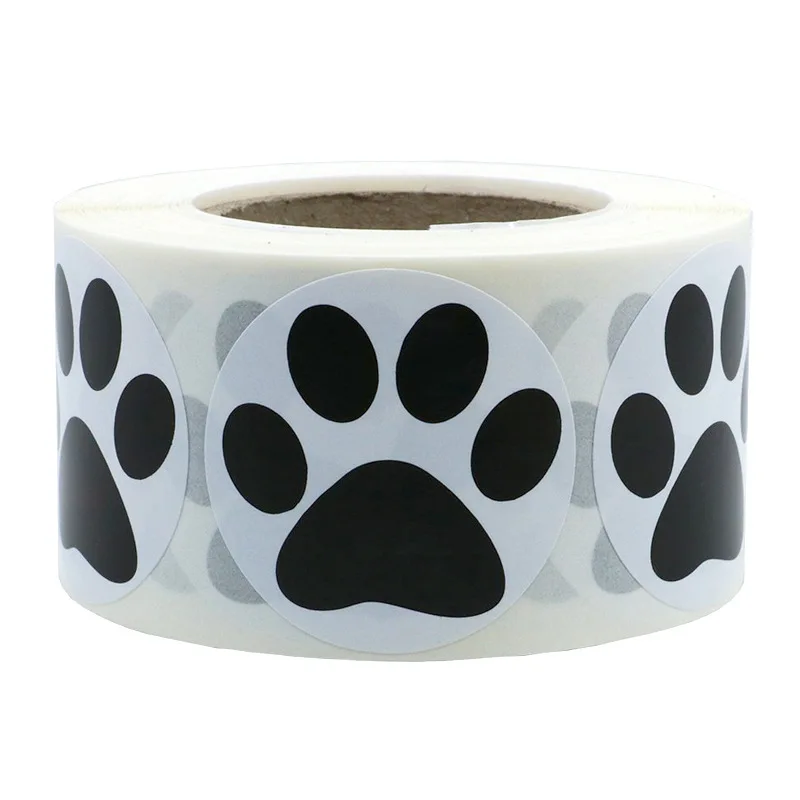 50-500pcs Dog Cat Bear Paw Labels Stickers 1inch Colorful Paw Print Stickers For Laptop Reward Sticker Stationery For Student
