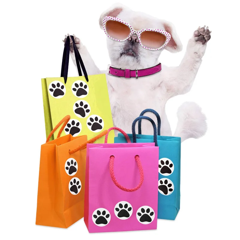 50-500pcs Dog Cat Bear Paw Labels Stickers 1inch Colorful Paw Print Stickers For Laptop Reward Sticker Stationery For Student