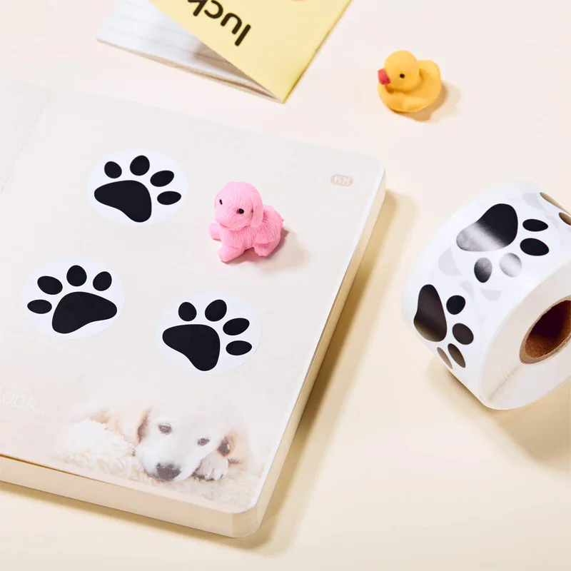 50-500pcs Dog Cat Bear Paw Labels Stickers 1inch Colorful Paw Print Stickers For Laptop Reward Sticker Stationery For Student