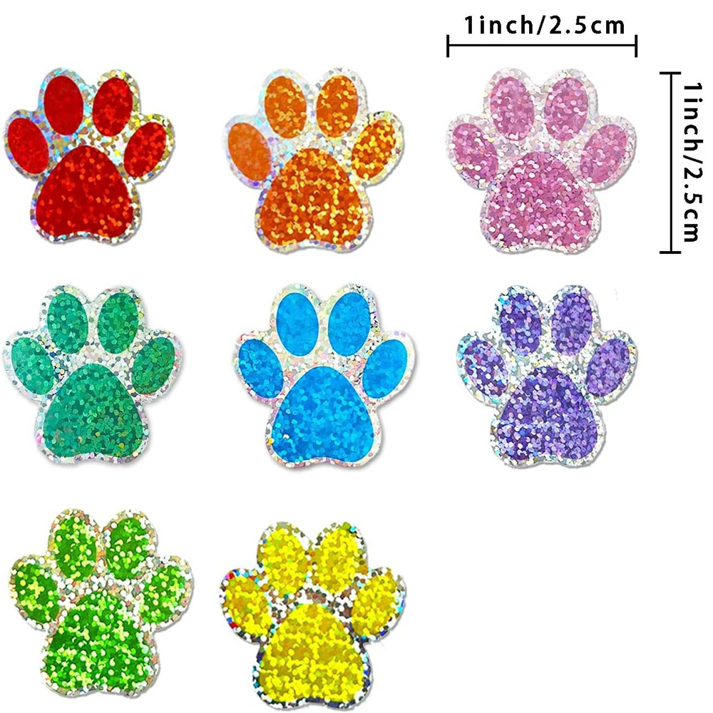 50-500pcs Dog Cat Bear Paw Labels Stickers 1inch Colorful Paw Print Stickers For Laptop Reward Sticker Stationery For Student