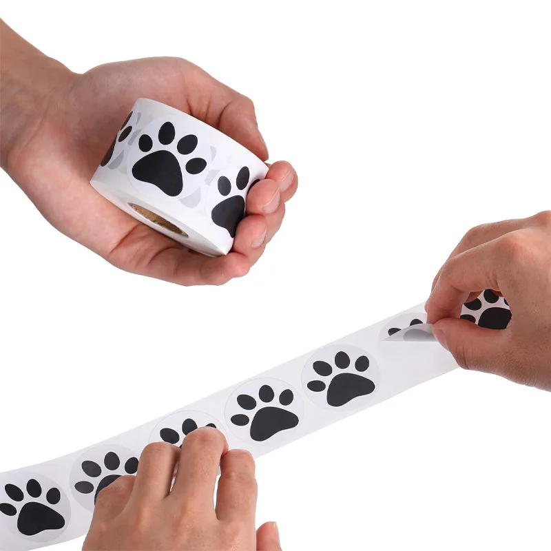 50-500pcs Dog Cat Bear Paw Labels Stickers 1inch Colorful Paw Print Stickers For Laptop Reward Sticker Stationery For Student
