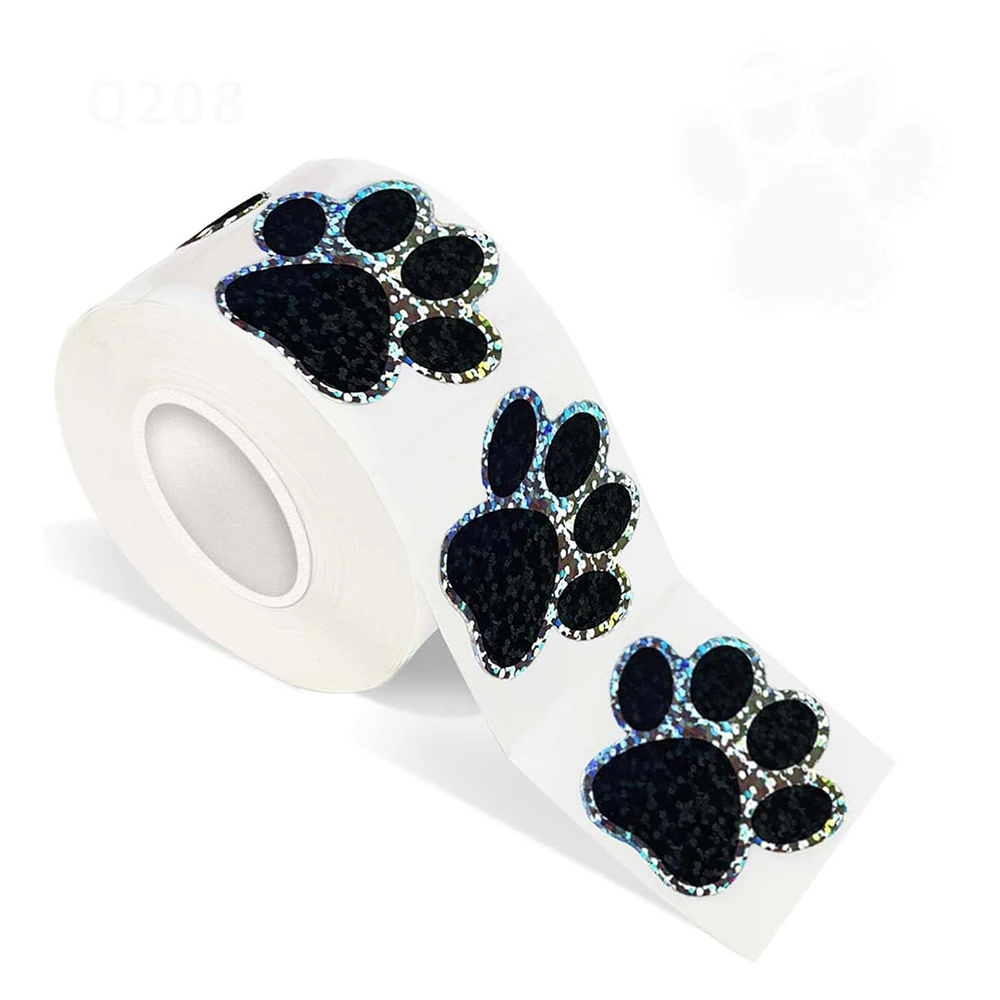 50-500pcs Dog Cat Bear Paw Labels Stickers 1inch Colorful Paw Print Stickers For Laptop Reward Sticker Stationery For Student