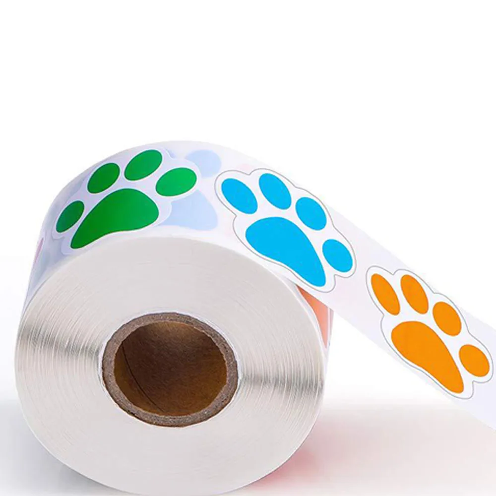 50-500pcs Dog Cat Bear Paw Labels Stickers 1inch Colorful Paw Print Stickers For Laptop Reward Sticker Stationery For Student
