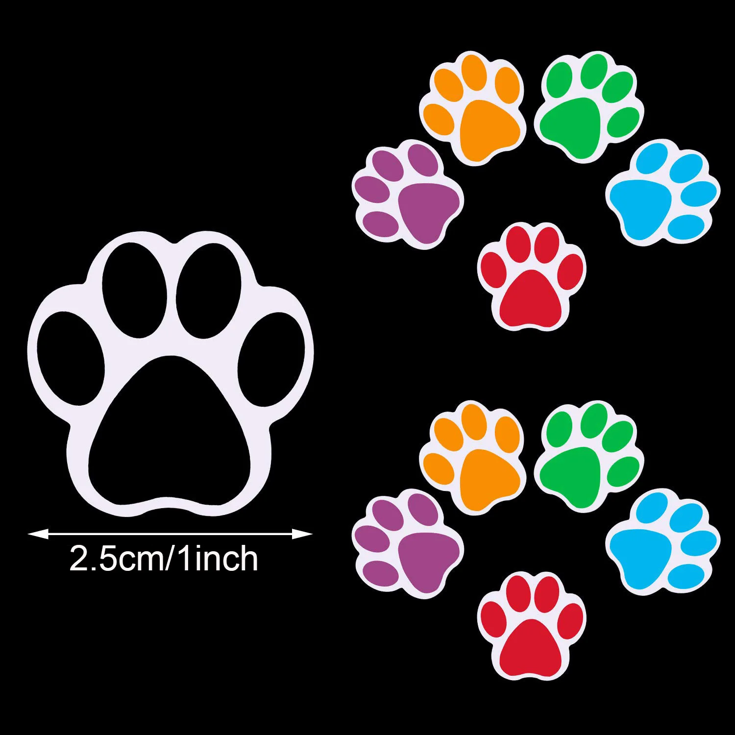 50-500pcs Dog Cat Bear Paw Labels Stickers 1inch Colorful Paw Print Stickers For Laptop Reward Sticker Stationery For Student