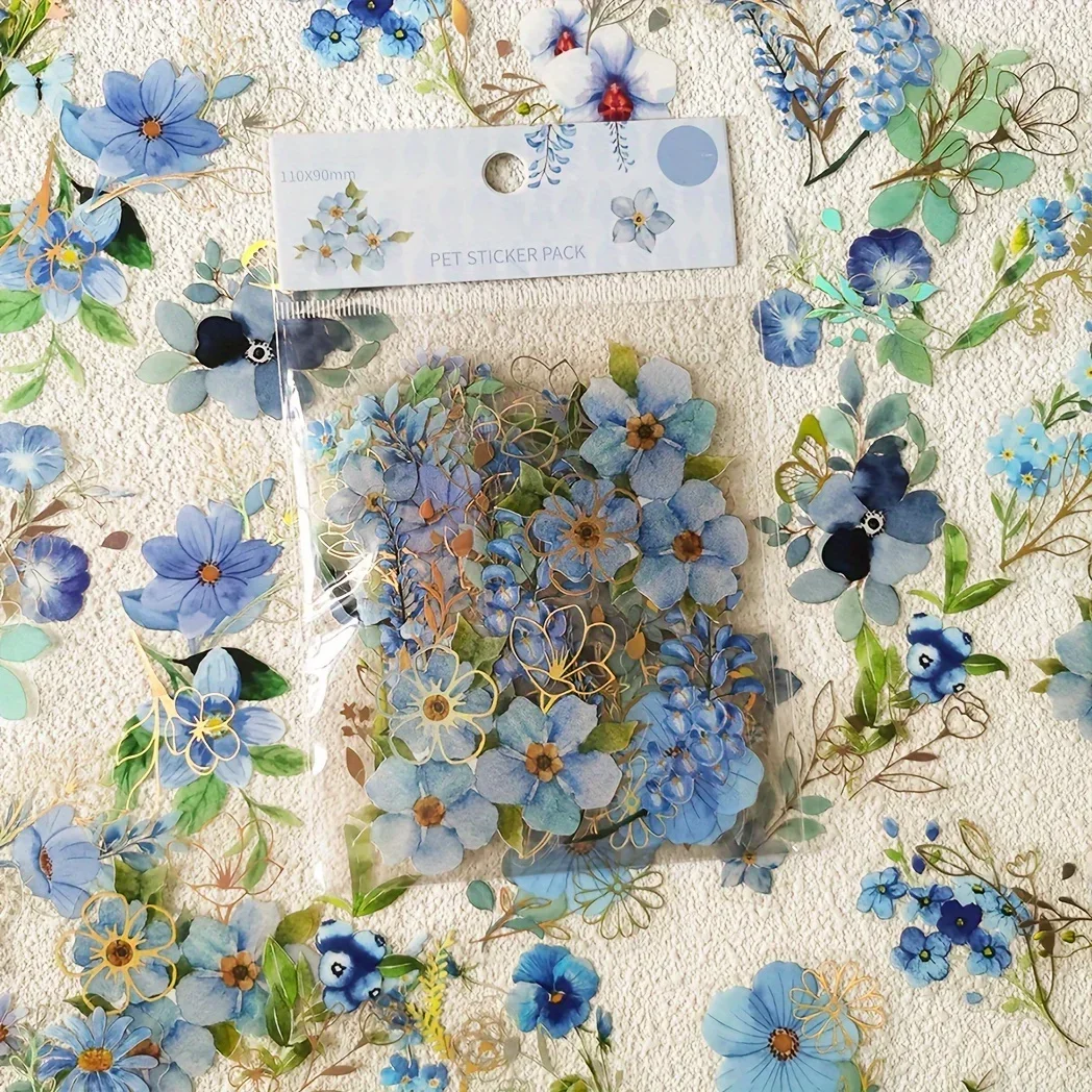 40sheets/pack Transparent PET Stickers Scrapbooking Materials DIY Junk Journal Collage Floral Leaves Plants Decor Stickers
