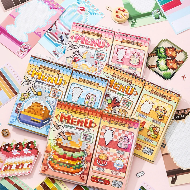 Mr.Paper 30pcs Pixel Art Vending Machine Series Sticker Book 3.0 Spiral Bound Creative Pixel Journal DIY Notebook Album Decor