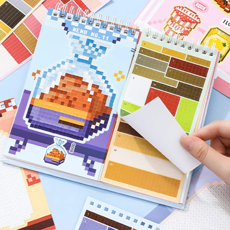 Mr.Paper 30pcs Pixel Art Vending Machine Series Sticker Book 3.0 Spiral Bound Creative Pixel Journal DIY Notebook Album Decor