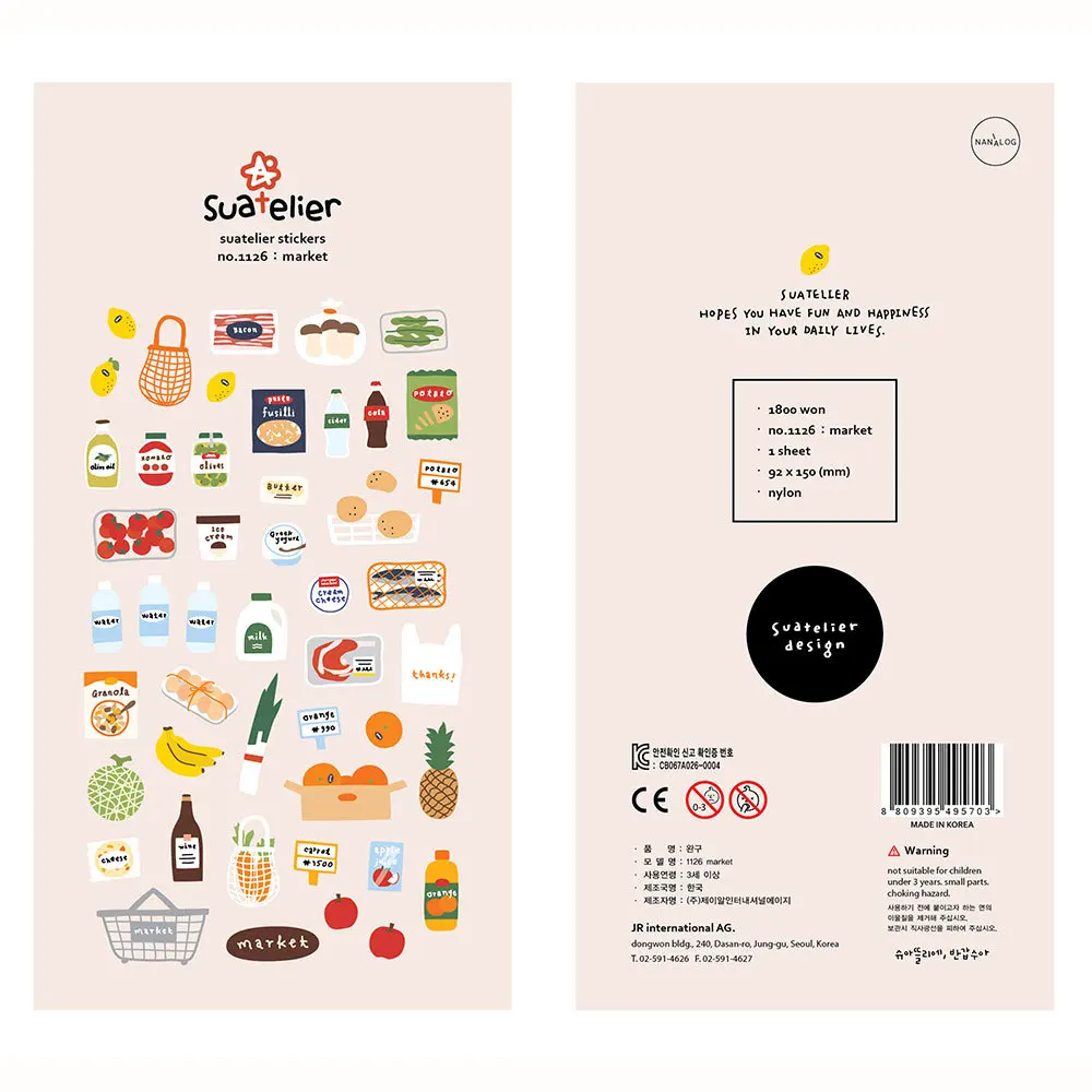 Korean Brand Suatelier Collection Daily Food Vlog Stickers DIY Scrapbooking Journey Diary Stationery Stickers Supplies