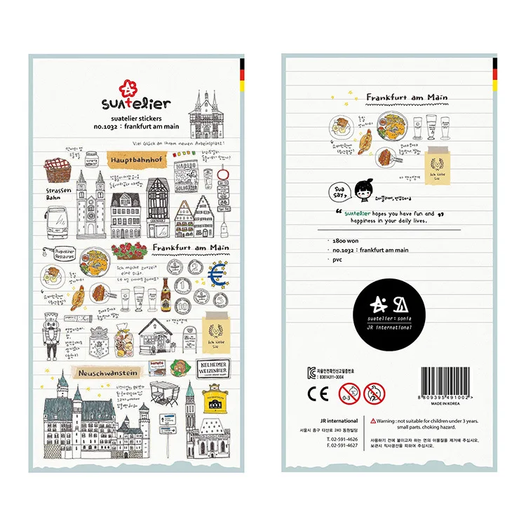 Korean Brand Suatelier Collection Daily Food Vlog Stickers DIY Scrapbooking Journey Diary Stationery Stickers Supplies