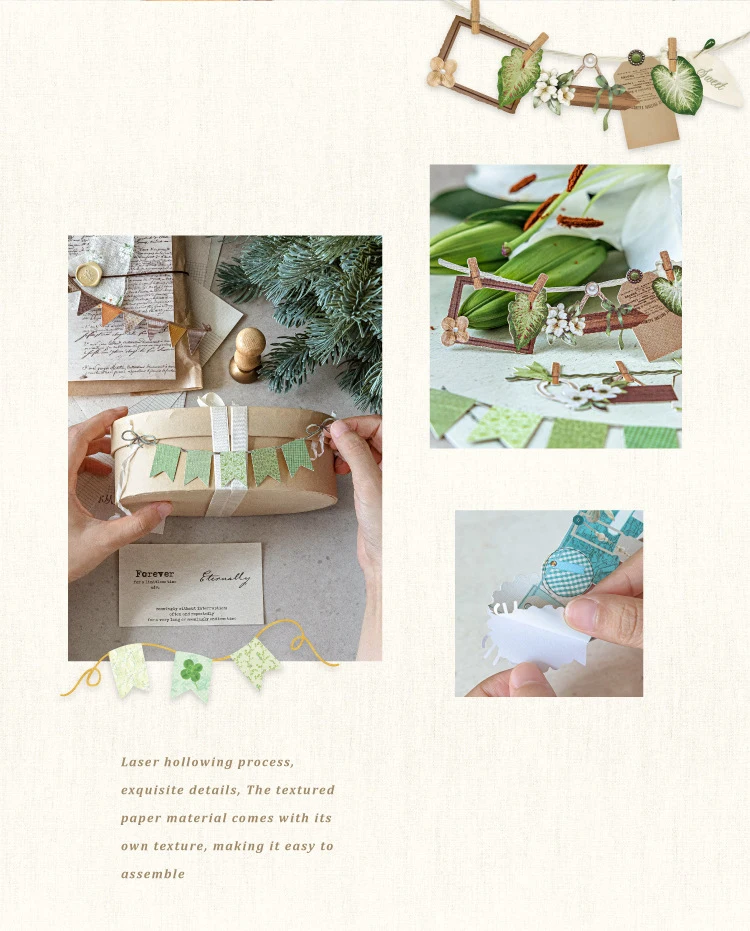JIANWU Handmade Party Series Vintage Festival Hollow Landscape Material Collage Scrapbook Sticker Creative Journal Stationery