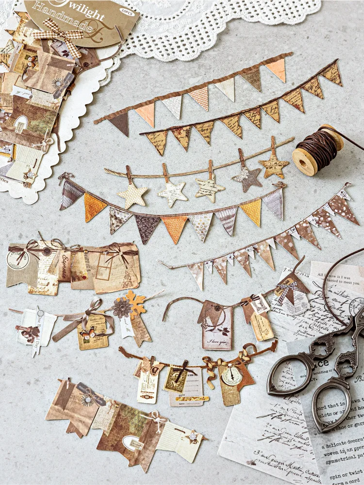 JIANWU Handmade Party Series Vintage Festival Hollow Landscape Material Collage Scrapbook Sticker Creative Journal Stationery