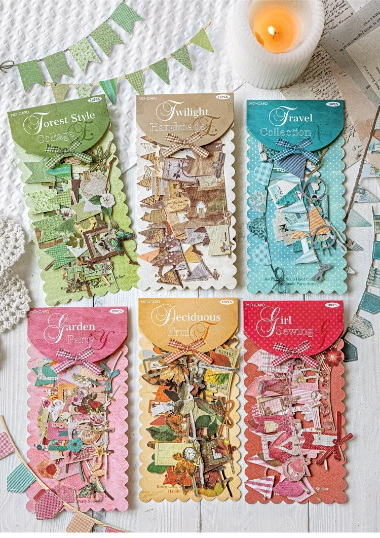 JIANWU Handmade Party Series Vintage Festival Hollow Landscape Material Collage Scrapbook Sticker Creative Journal Stationery