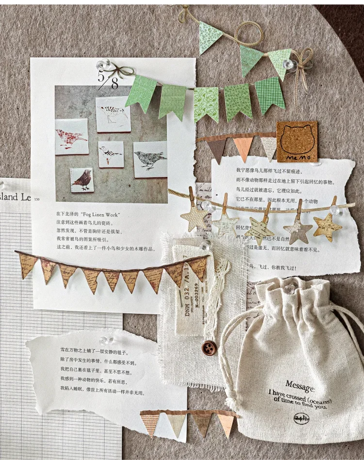 JIANWU Handmade Party Series Vintage Festival Hollow Landscape Material Collage Scrapbook Sticker Creative Journal Stationery