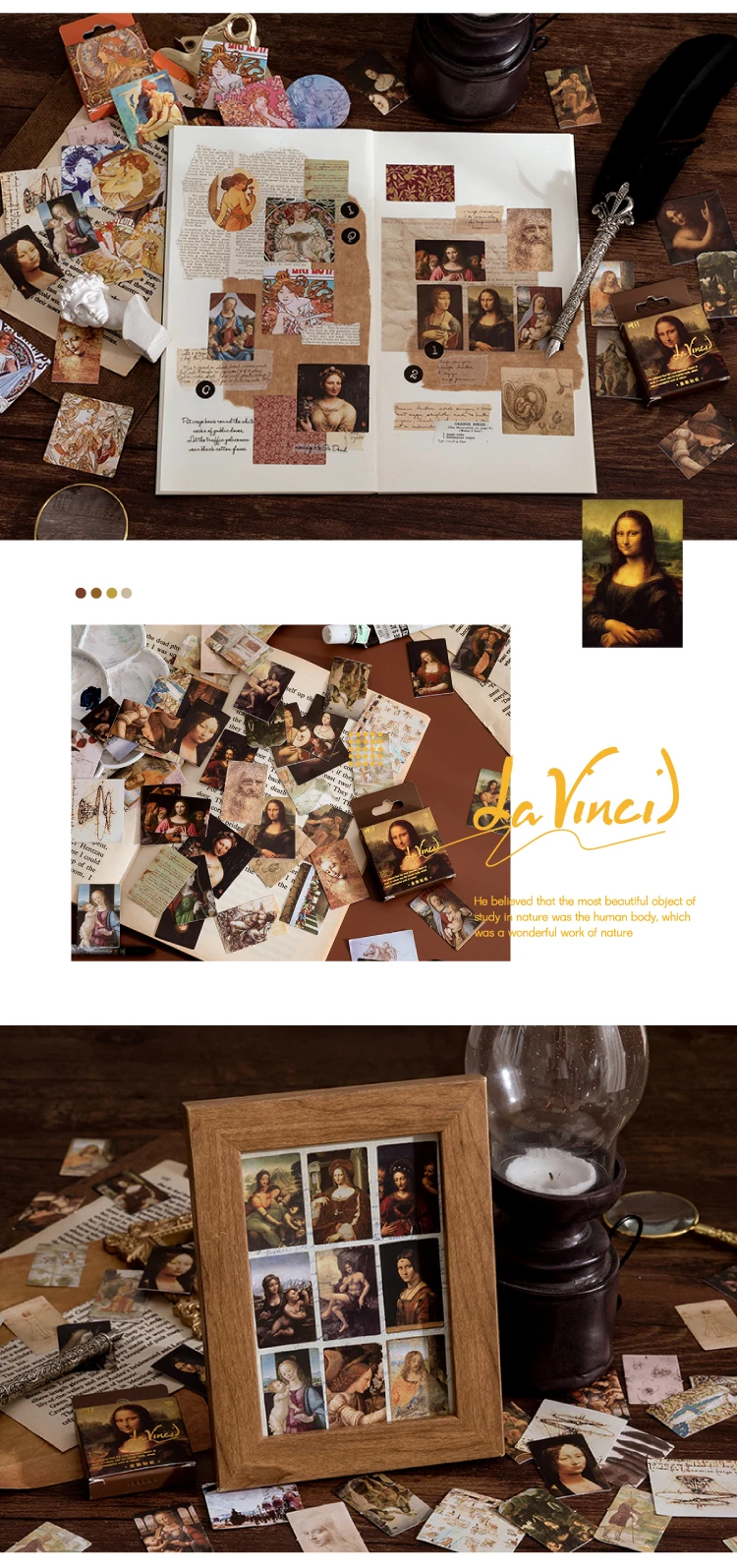 45 PCS Vintage Van Gogh Monet World Famous Painting Collection Decorative Stickers for Scrapbooking DIY Sealing Crafts