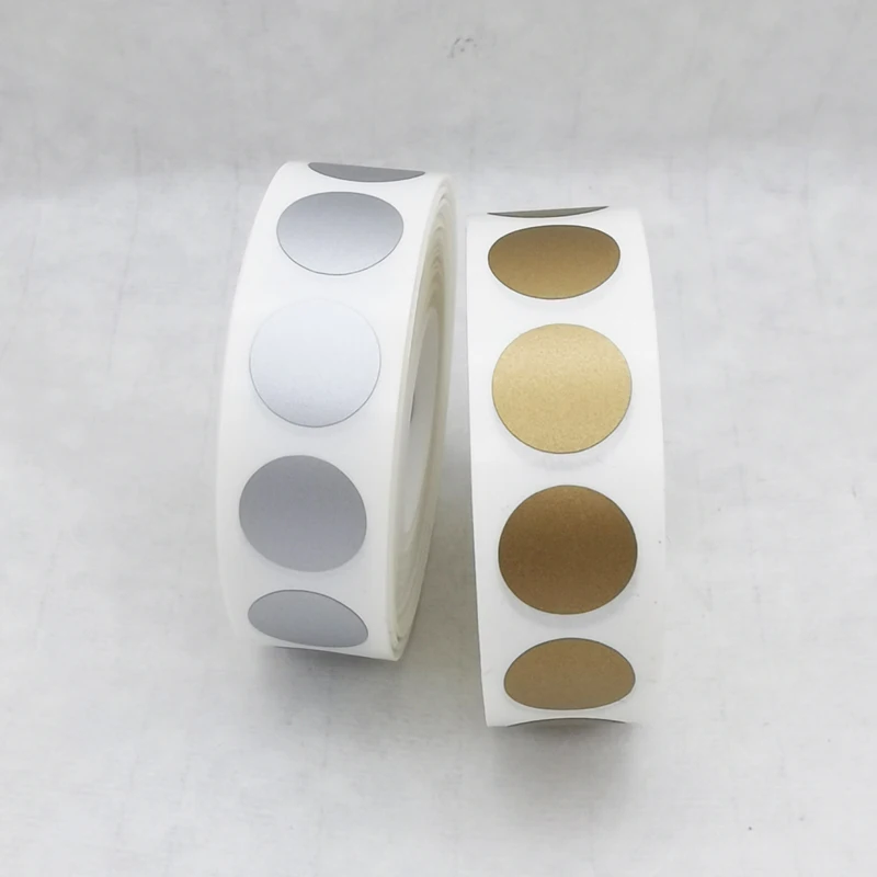 1000PCS 0.5" Inch, 12.5mm Small Round Golden Or Silvery Or Black Scratch Off Stickers Promotional Games Favors