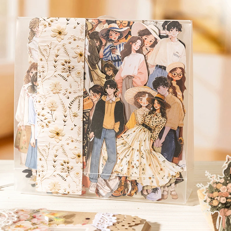 100pcs people like clouds series character theme large portion hard card stickers DIY handbook diary notebook tablet phone case