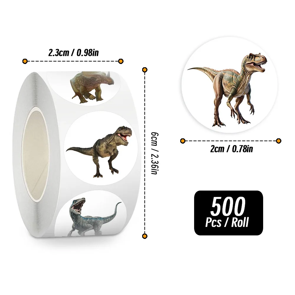 500pcs/roll Cartoon Dinosaur Stickers For School Reward Stickers Classroom Decoration Encouragement Sticker For Student Teacher