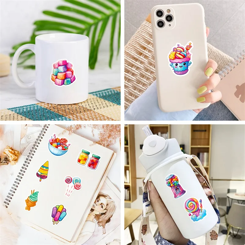 10/30/50PCS Cute Rainbow Candy Colorful Decoration Scrapbooking PVC Sticker Aesthetic Korean Stationery School Supplies