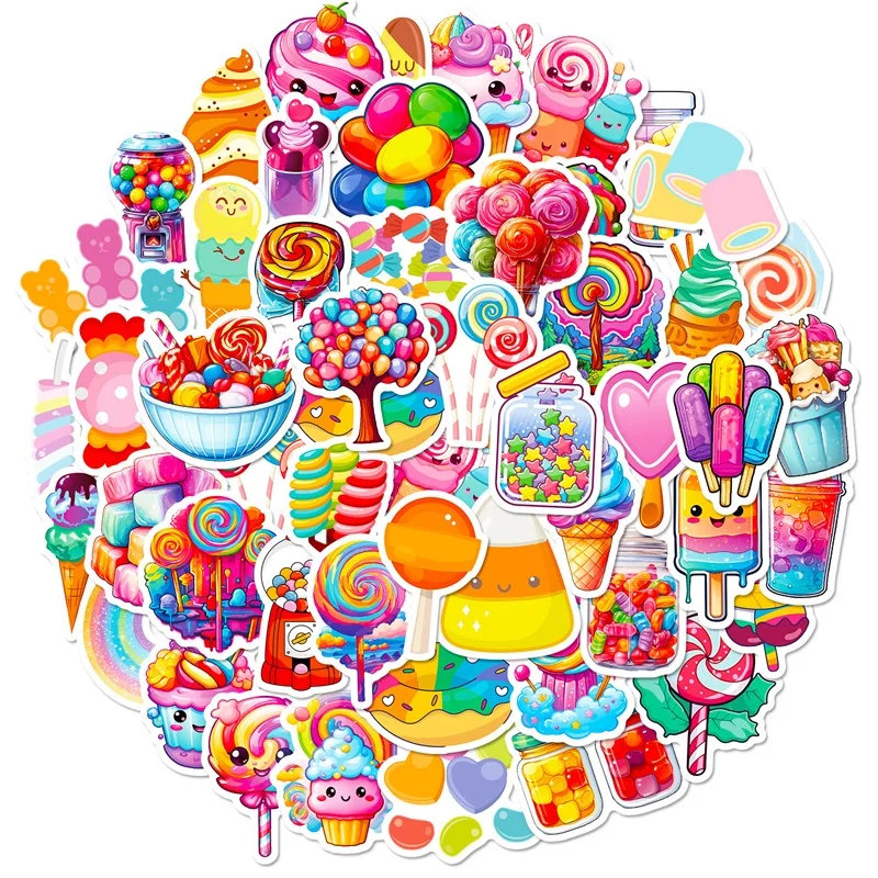 10/30/50PCS Cute Rainbow Candy Colorful Decoration Scrapbooking PVC Sticker Aesthetic Korean Stationery School Supplies