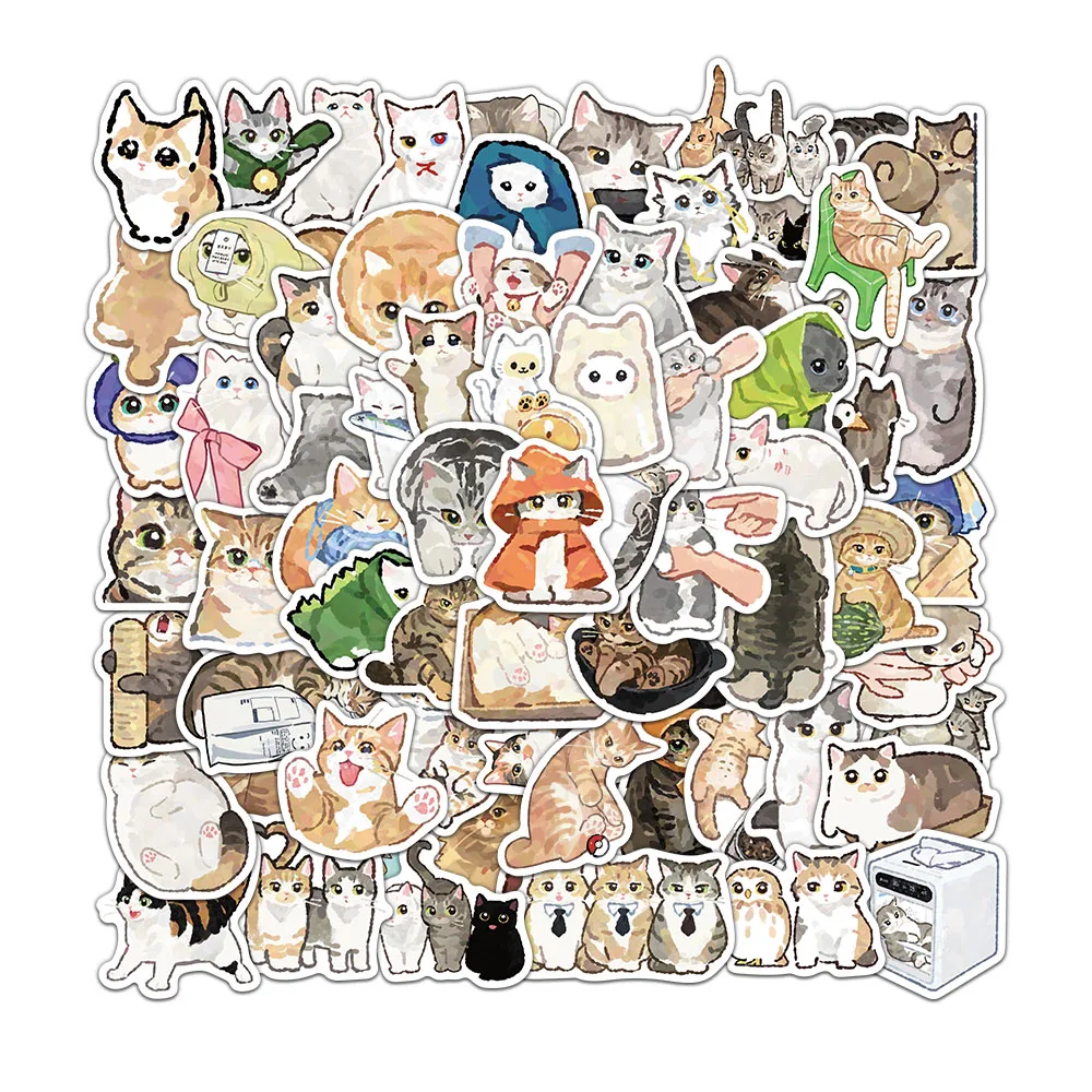 77PCS Cartoon Cat Stickers Exquisite Animal Account Materials Phone Cases Laptop Luggage Waterproof Stickers