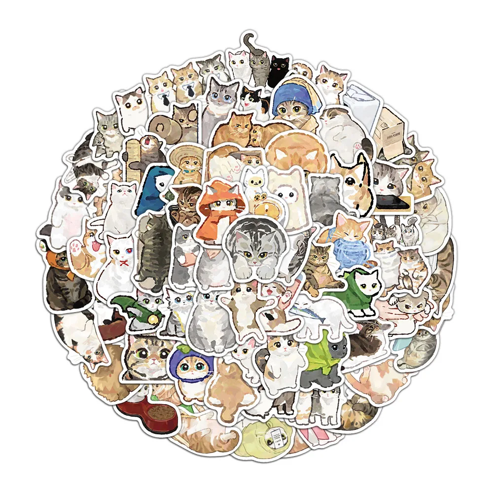 77PCS Cartoon Cat Stickers Exquisite Animal Account Materials Phone Cases Laptop Luggage Waterproof Stickers