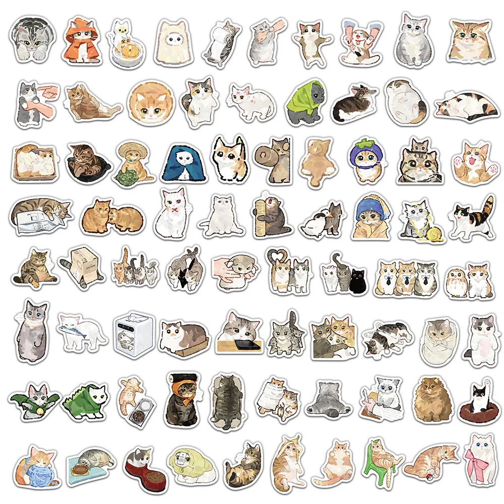 77PCS Cartoon Cat Stickers Exquisite Animal Account Materials Phone Cases Laptop Luggage Waterproof Stickers