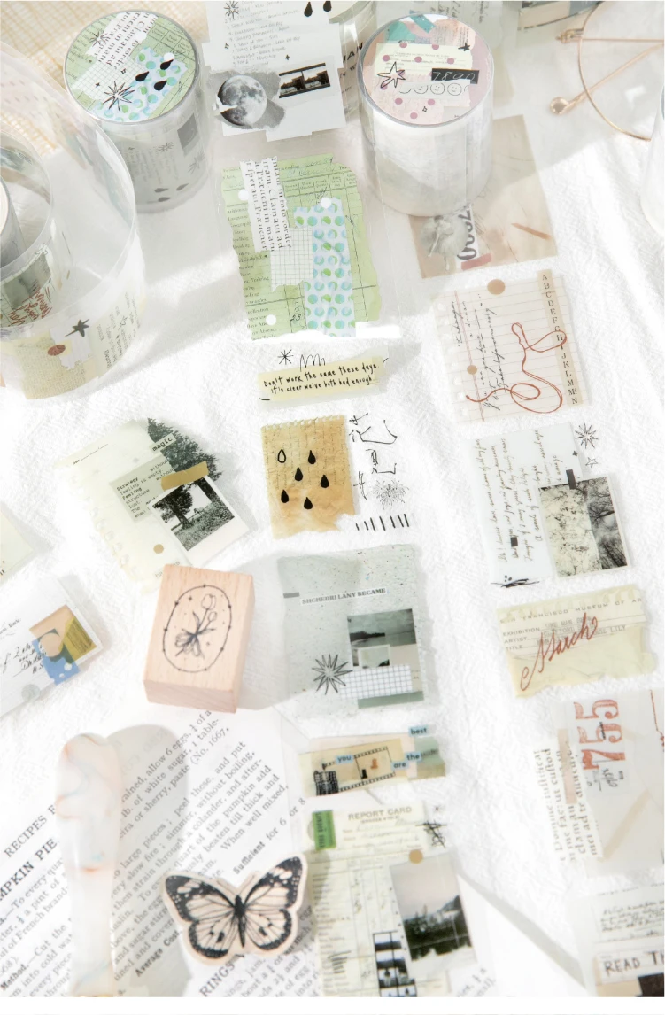 Journal GO 5x200cm Freedom is the Wilderness Retro Art Die Cut Tape Stickers Creative Journal Scrapbooking DIY Aesthetic Sticker