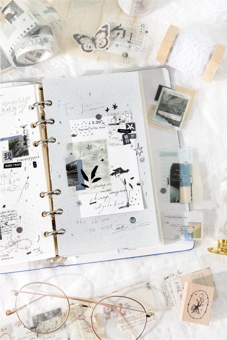 Journal GO 5x200cm Freedom is the Wilderness Retro Art Die Cut Tape Stickers Creative Journal Scrapbooking DIY Aesthetic Sticker