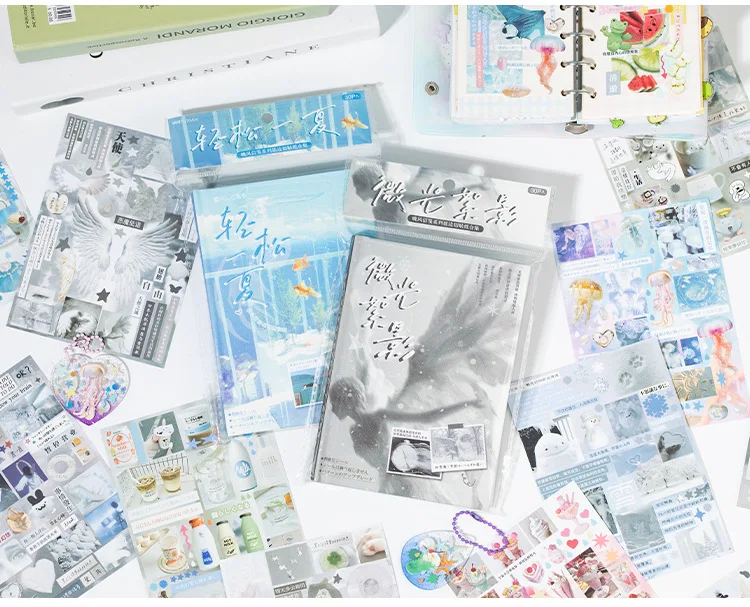 Mr. Paper 30pcs Japanese-style vintage sticker book Evening breeze letter paper Cut film sticker DIY handbook Collage tablet