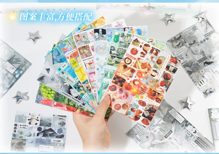 Mr. Paper 30pcs Japanese-style vintage sticker book Evening breeze letter paper Cut film sticker DIY handbook Collage tablet