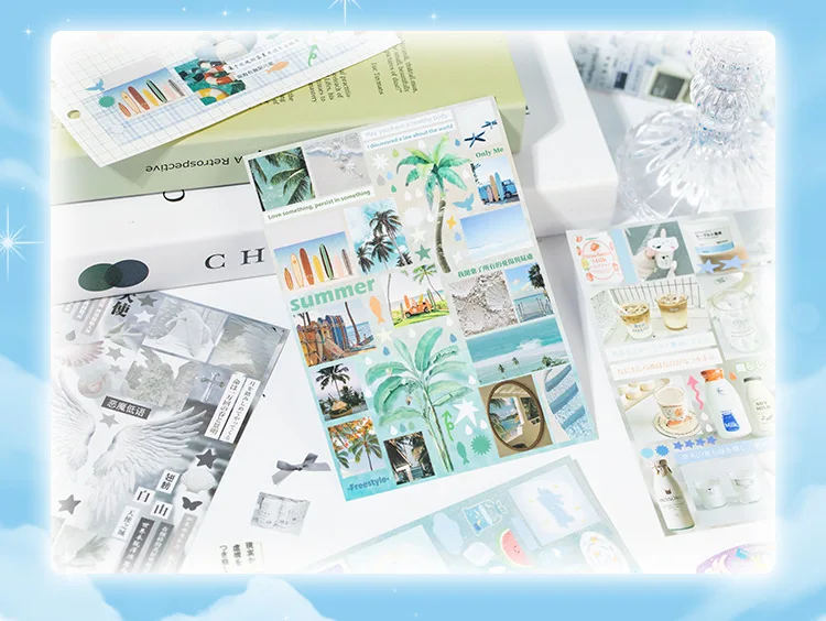 Mr. Paper 30pcs Japanese-style vintage sticker book Evening breeze letter paper Cut film sticker DIY handbook Collage tablet