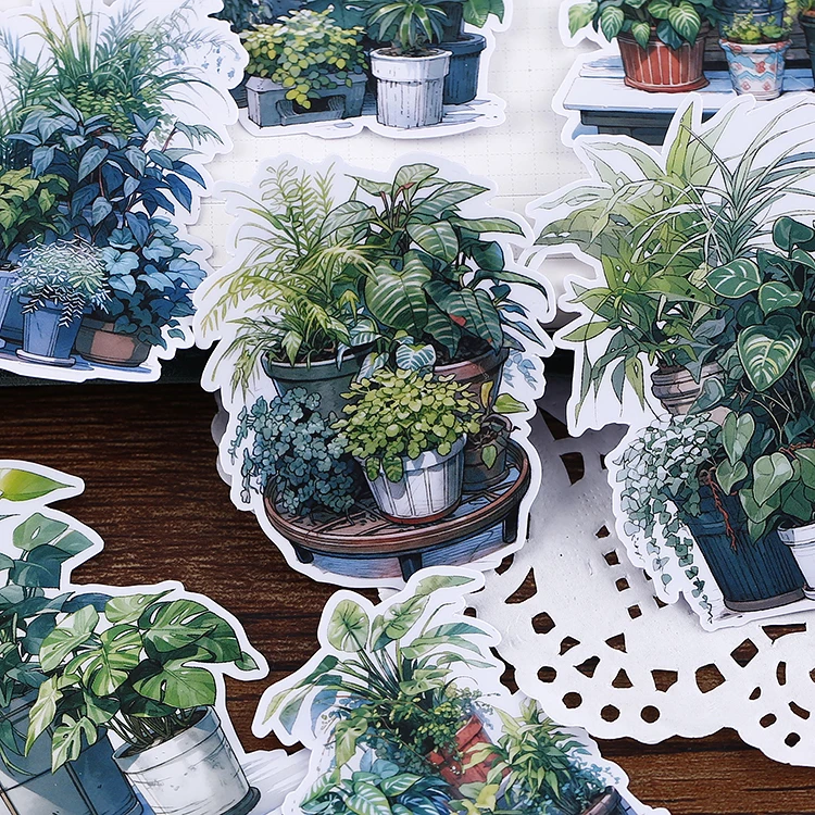 17pcs Cute Waterproof Cartoon Plant Decorative Stickers for Journal Scrapbooking DIY Album INS Style Stationery