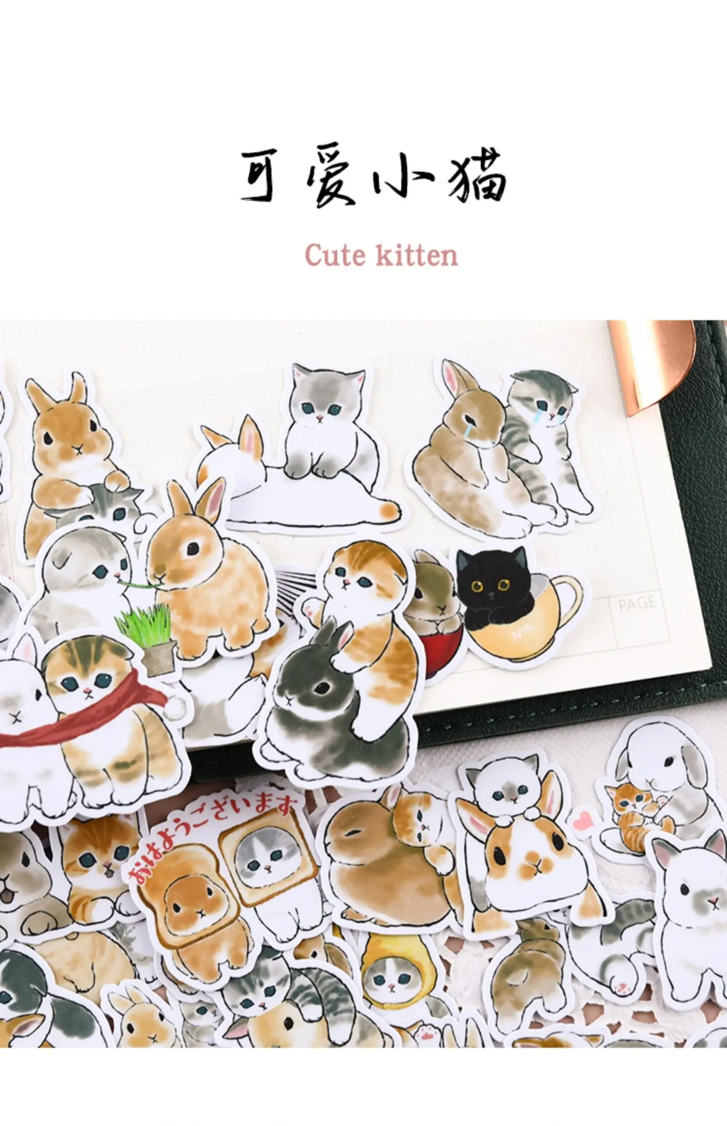 38PCS Cats Handbook Cartoon Sticker Cute Diy Photo Album Ins Wind Translucent Decorative Material Cute Kitten 3