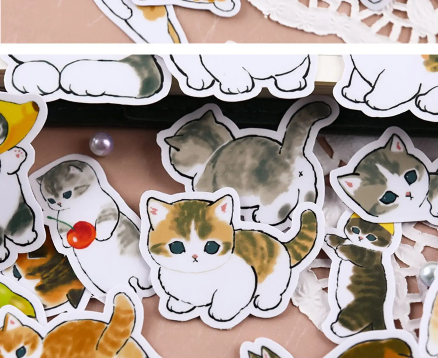 38PCS Cats Handbook Cartoon Sticker Cute Diy Photo Album Ins Wind Translucent Decorative Material Cute Kitten 3