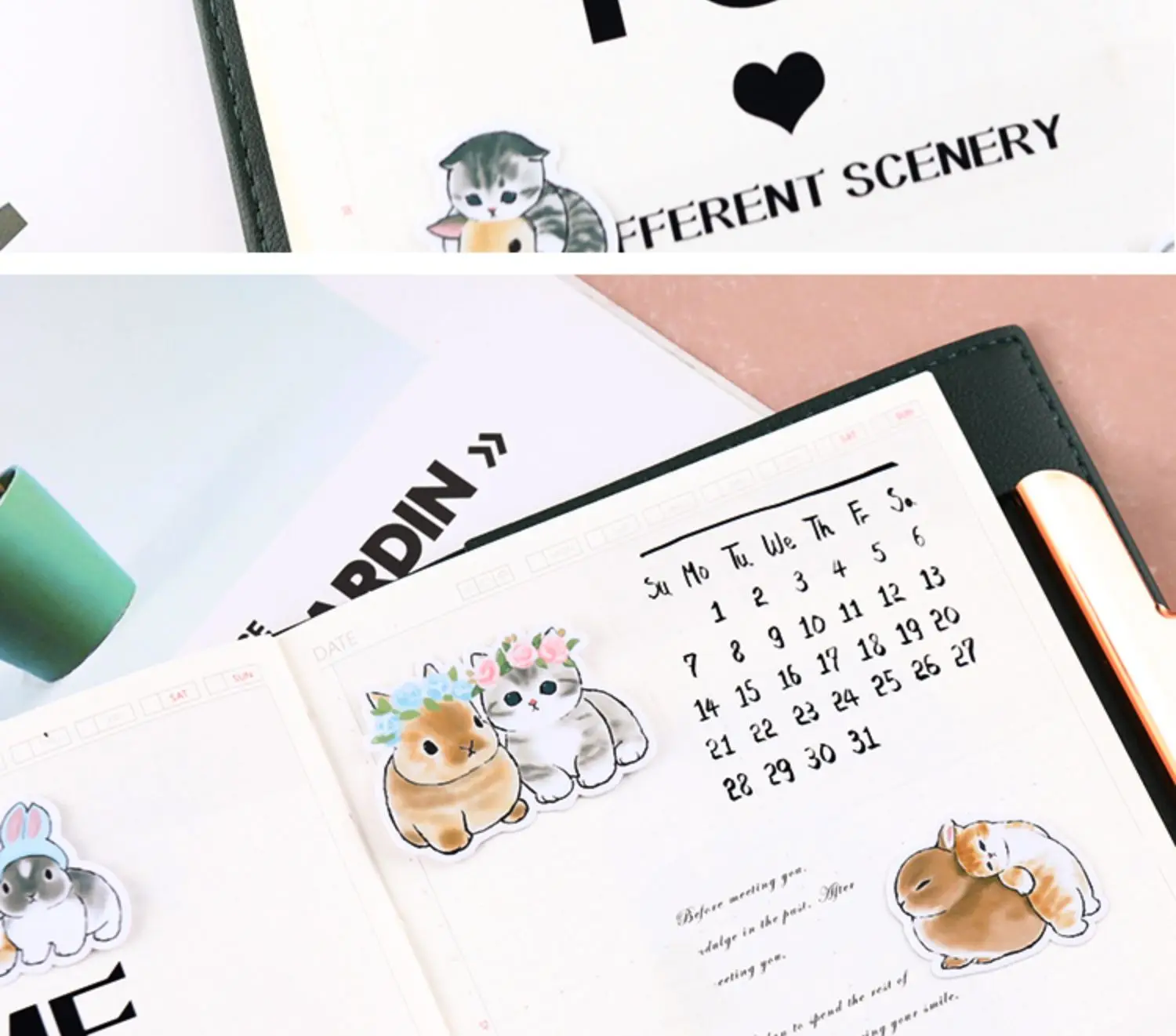 38PCS Cats Handbook Cartoon Sticker Cute Diy Photo Album Ins Wind Translucent Decorative Material Cute Kitten 3