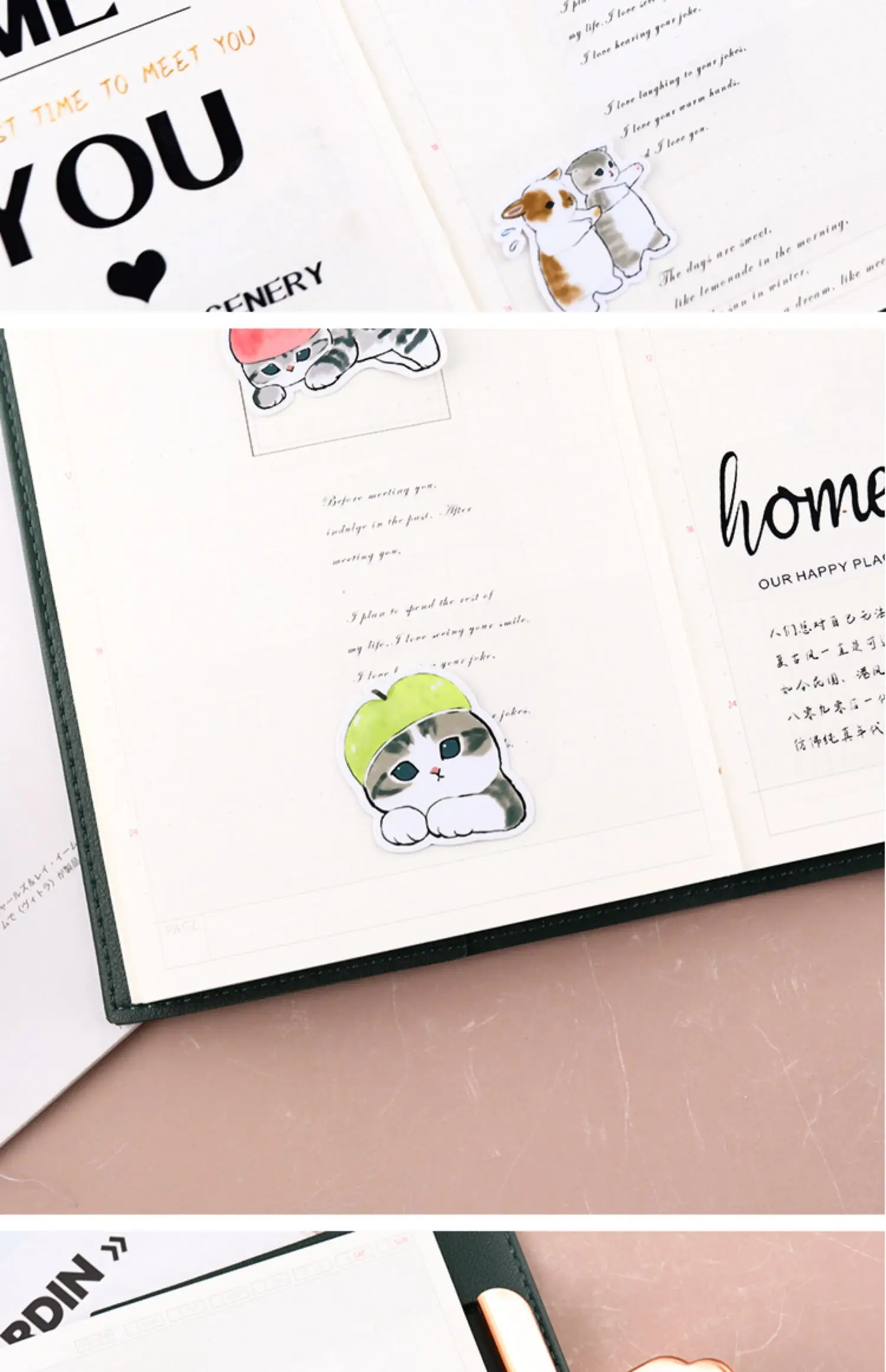 38PCS Cats Handbook Cartoon Sticker Cute Diy Photo Album Ins Wind Translucent Decorative Material Cute Kitten 3