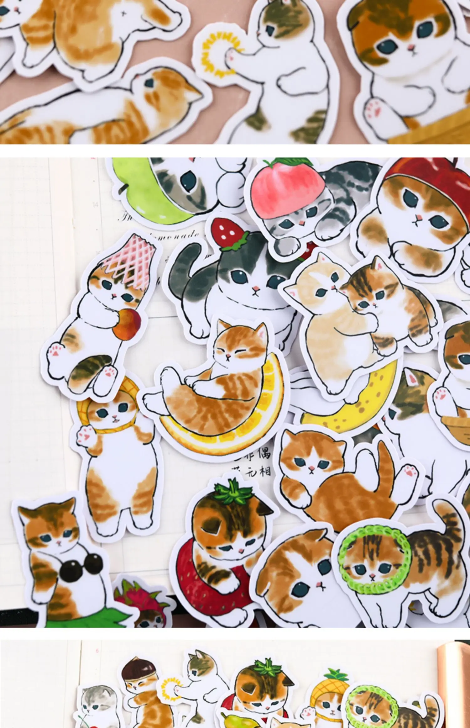 38PCS Cats Handbook Cartoon Sticker Cute Diy Photo Album Ins Wind Translucent Decorative Material Cute Kitten 3
