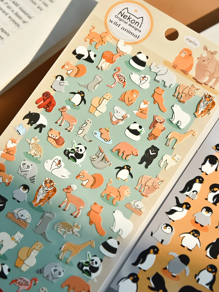 Korean Import Original NEKONI Animals Penguin Dinosaur Stickers Scrapbooking Diy Journal Stationery Sticker Decor School Supply